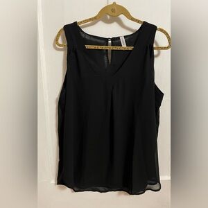 NWOT! Zenana Black Chiffon Tank Style Top w/Front Pleat Detail- XL- Fully Lined